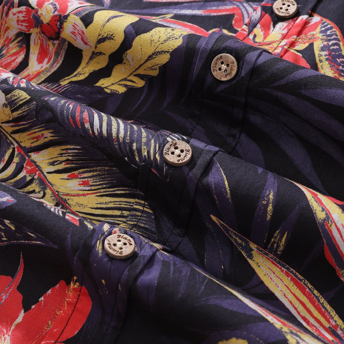 Men's Hawaiian Shirt Summer Night Print Cotton Button-down Short Sleeve Aloha Shirt