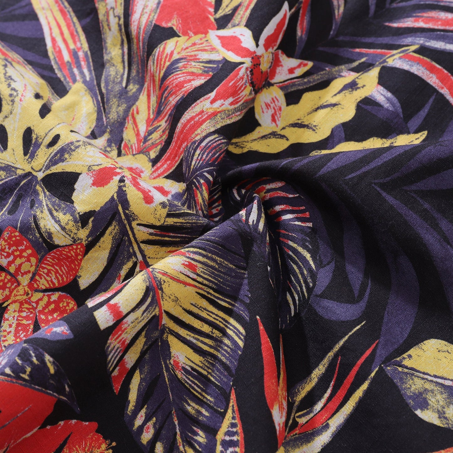Men's Hawaiian Shirt Summer Night Print Cotton Button-down Short Sleeve Aloha Shirt