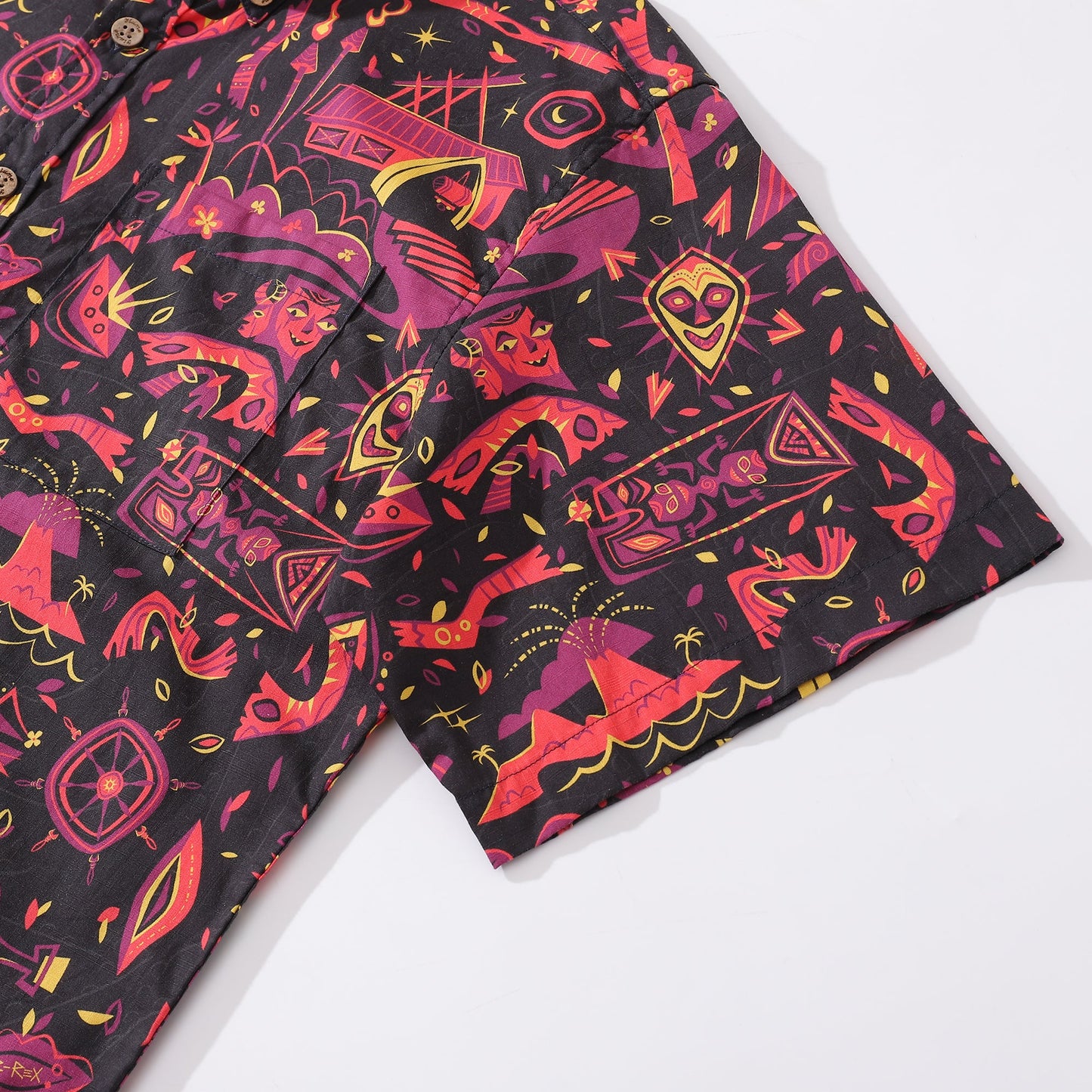 Tropical Hawaiian Shirt For Men The Tiki Bar Button-down Short Sleeve 100% Cotton Shirt