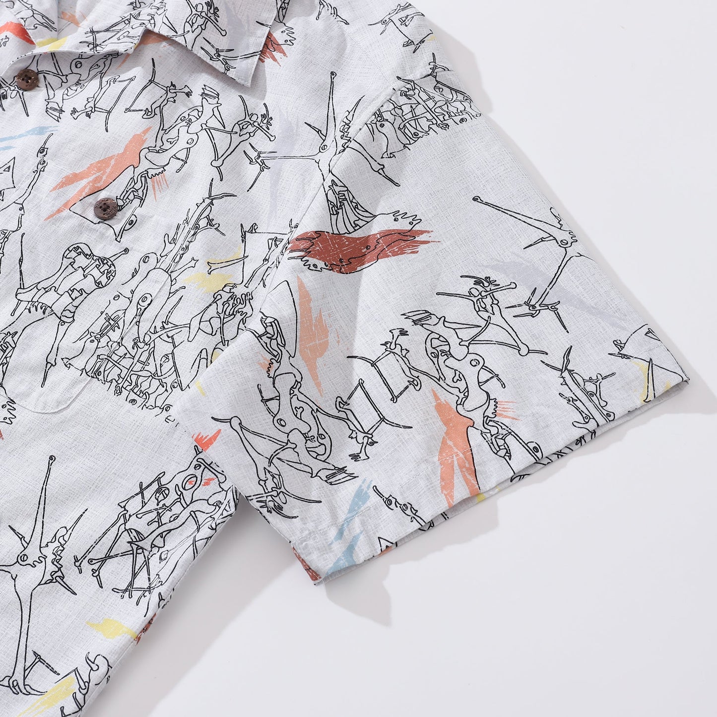 Hawaiian Shirt For Men Dadaism Shirt Camp Collar 100% Cotton
