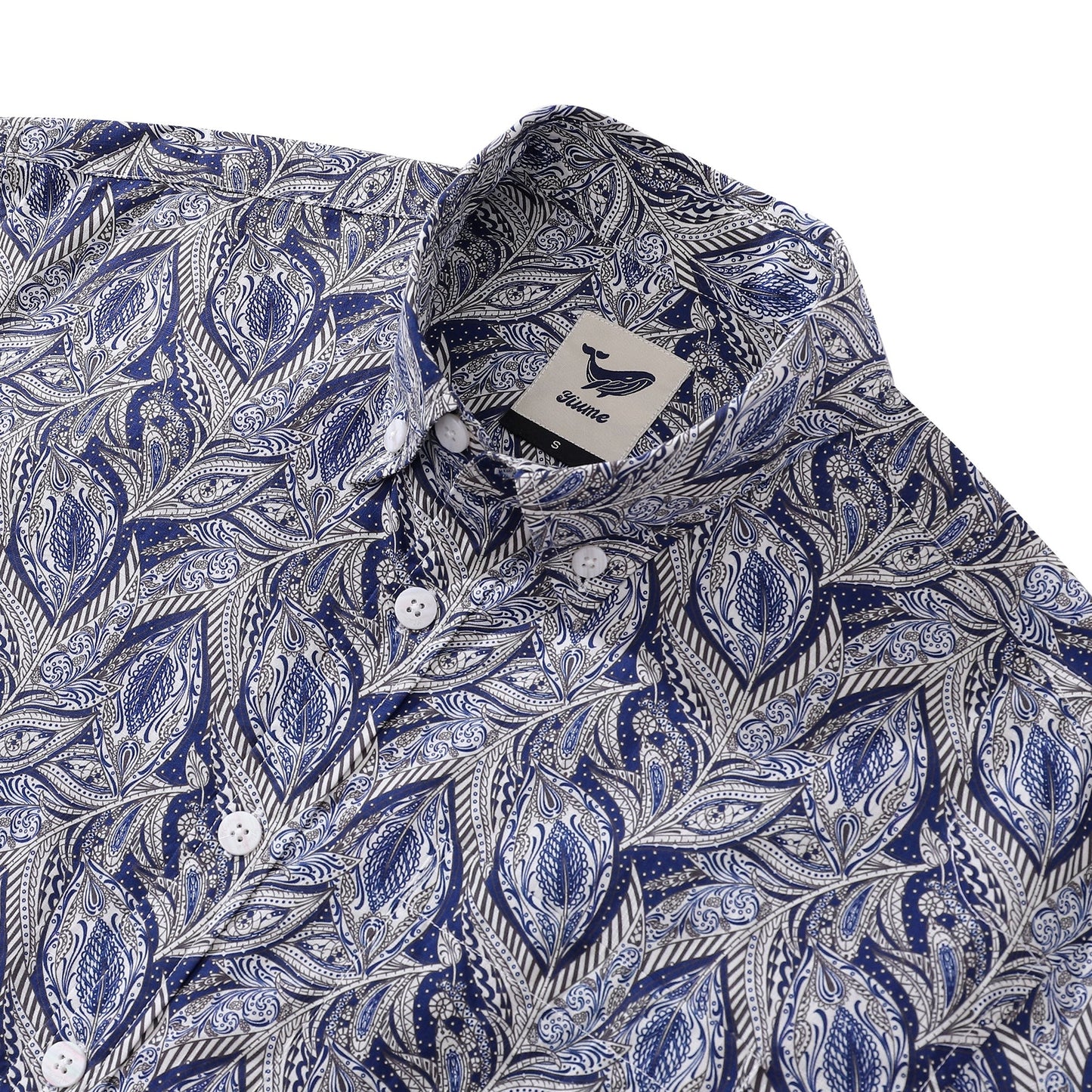 Men's Hawaiian Shirt Floral Pattern Series 1 Elm Tree Print Cotton Button-down Short Sleeve Aloha Shirt