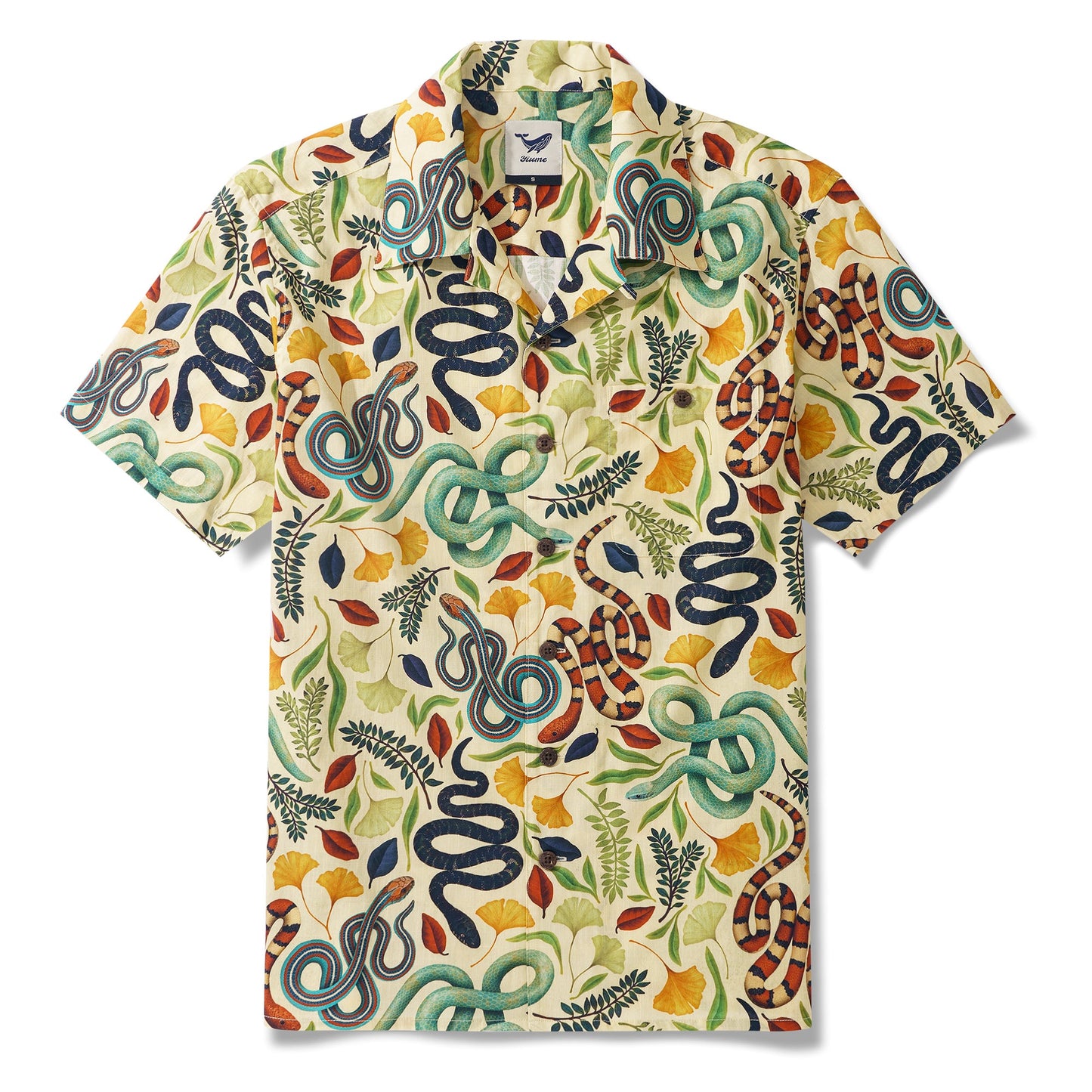 Mens 100% Cotton Hawaiian Shirt Short Sleeve Camp Collar Aloha Shirt Snake Shirt Sublime Snakes By Rosie Dore