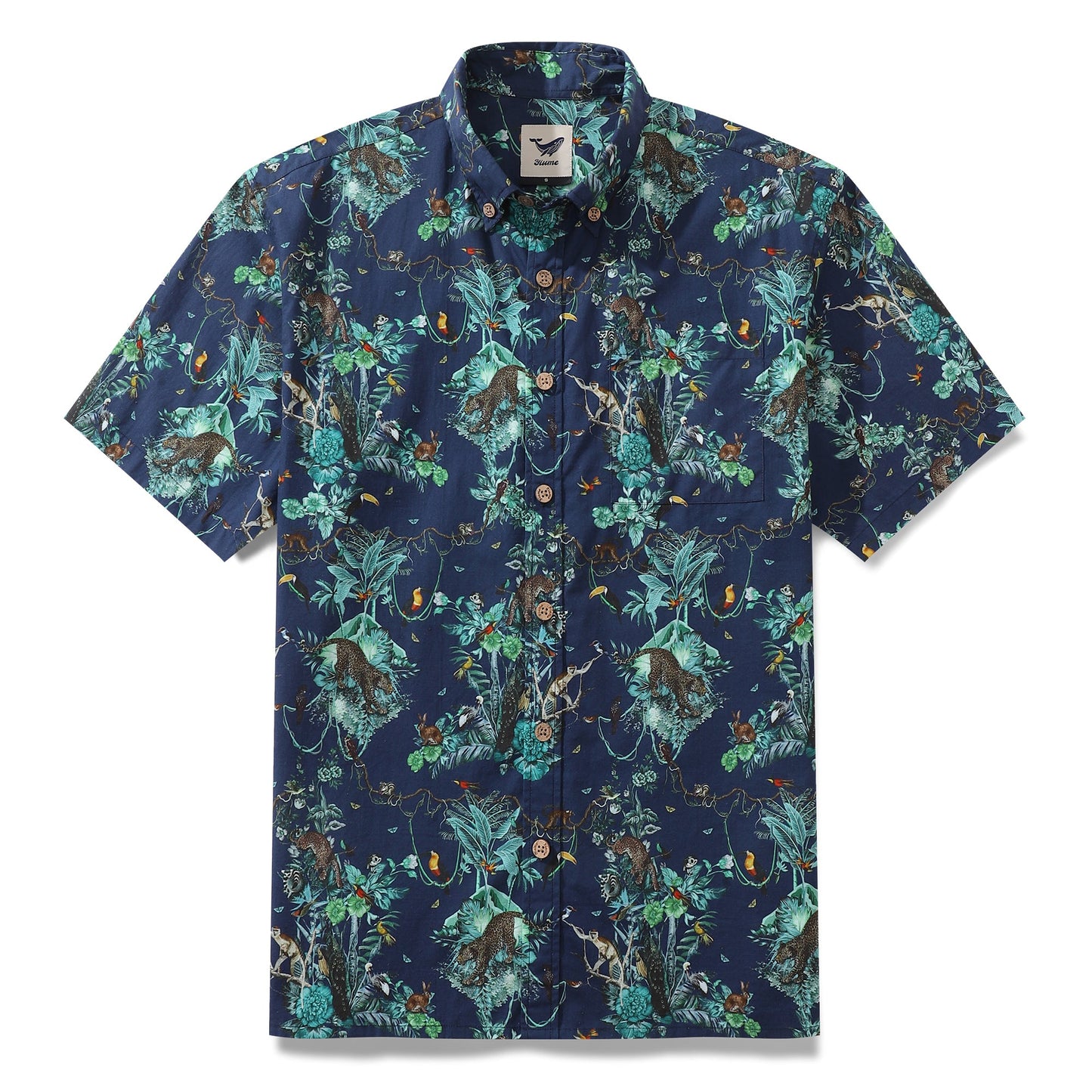 Men's Hawaiian Shirt Symphony of the Amazon Print Cotton Button-down Short Sleeve Aloha Shirt