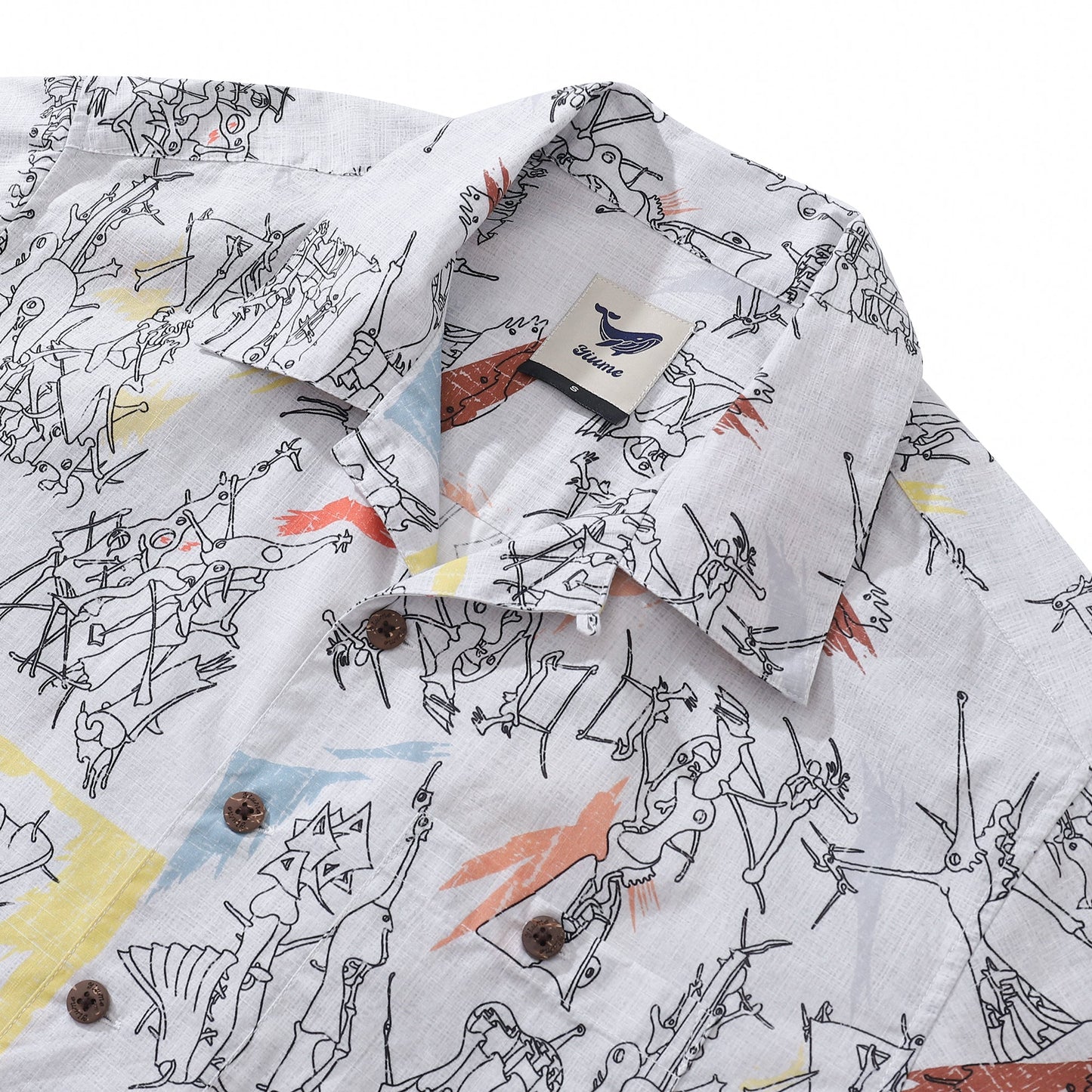 Hawaiian Shirt For Men Dadaism Shirt Camp Collar 100% Cotton