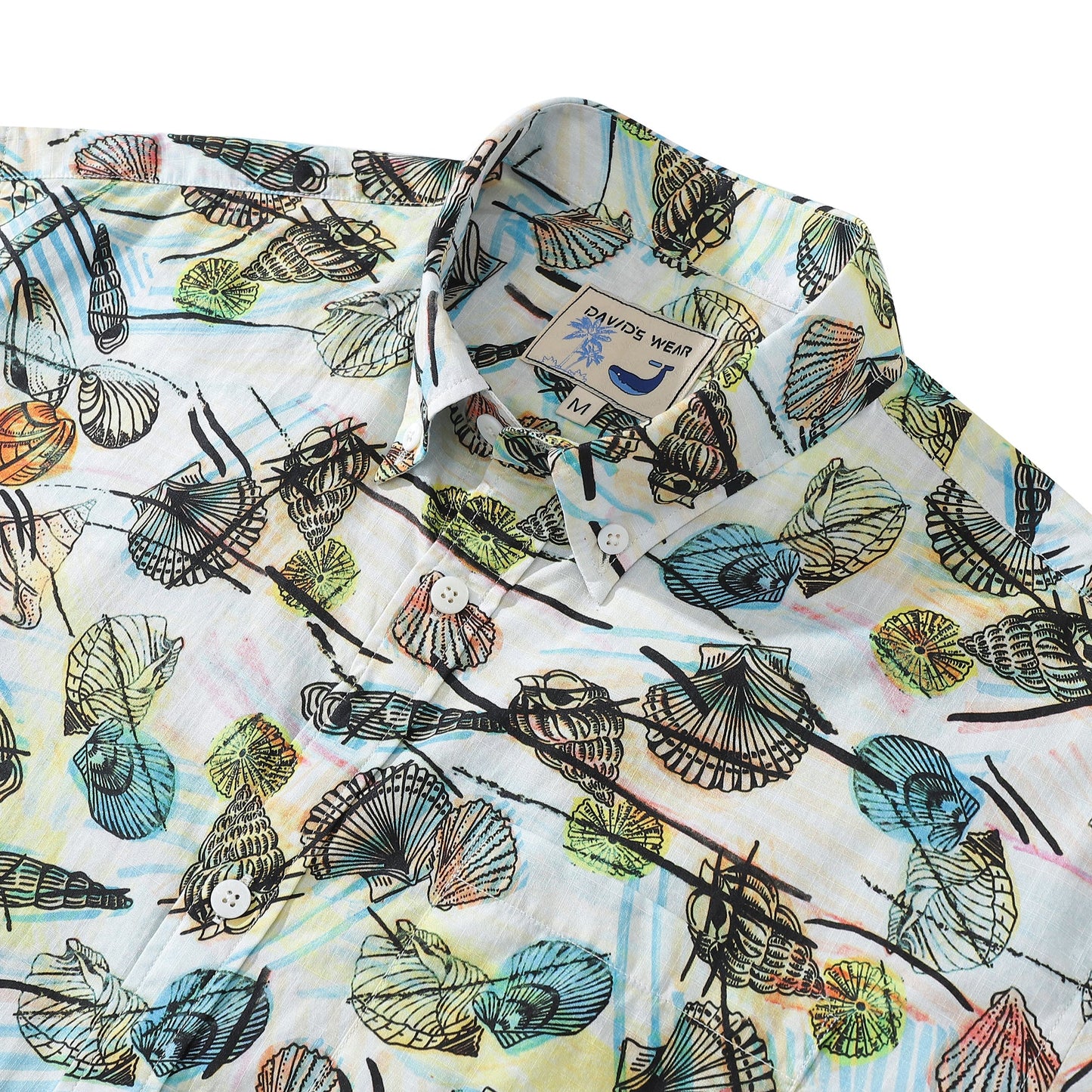 Hawaiian Shirts For Men Vintage Cotton Various Shellfish Print Shirt