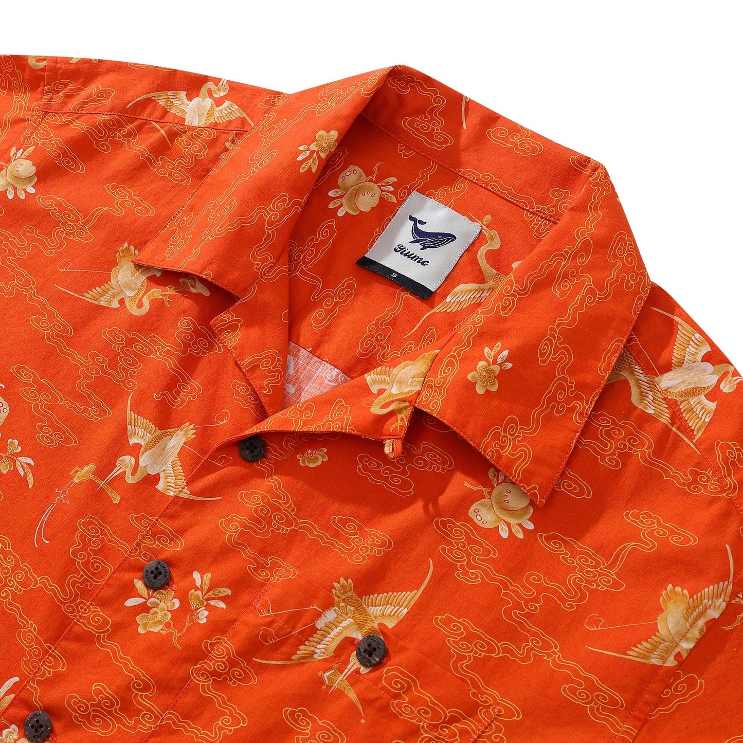 Vintage 1940s Hawaiian Shirt For Men Lucky Prosperity Shirt Camp Collar