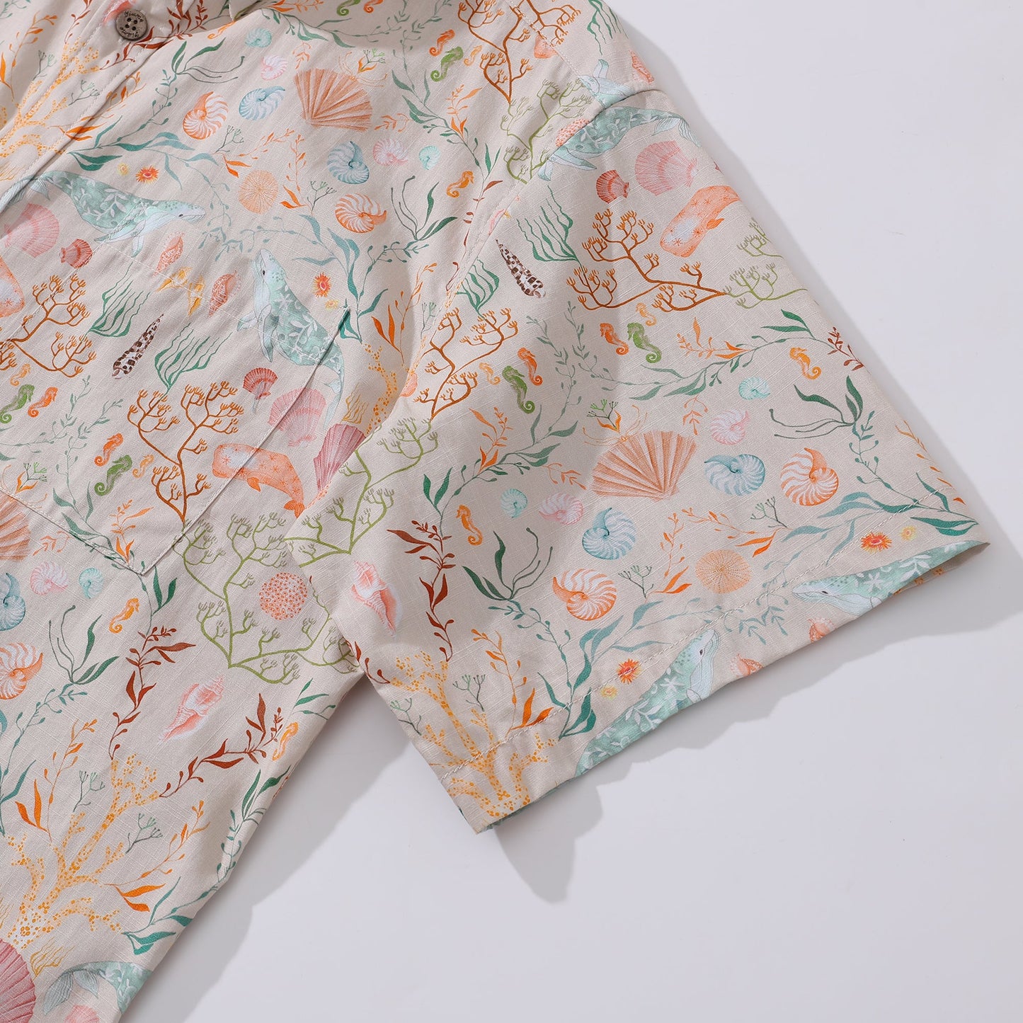 Men's Hawaiian Shirt Ocean Dream By Samantha O' Malley Cotton Button-down Short Sleeve Aloha Shirt
