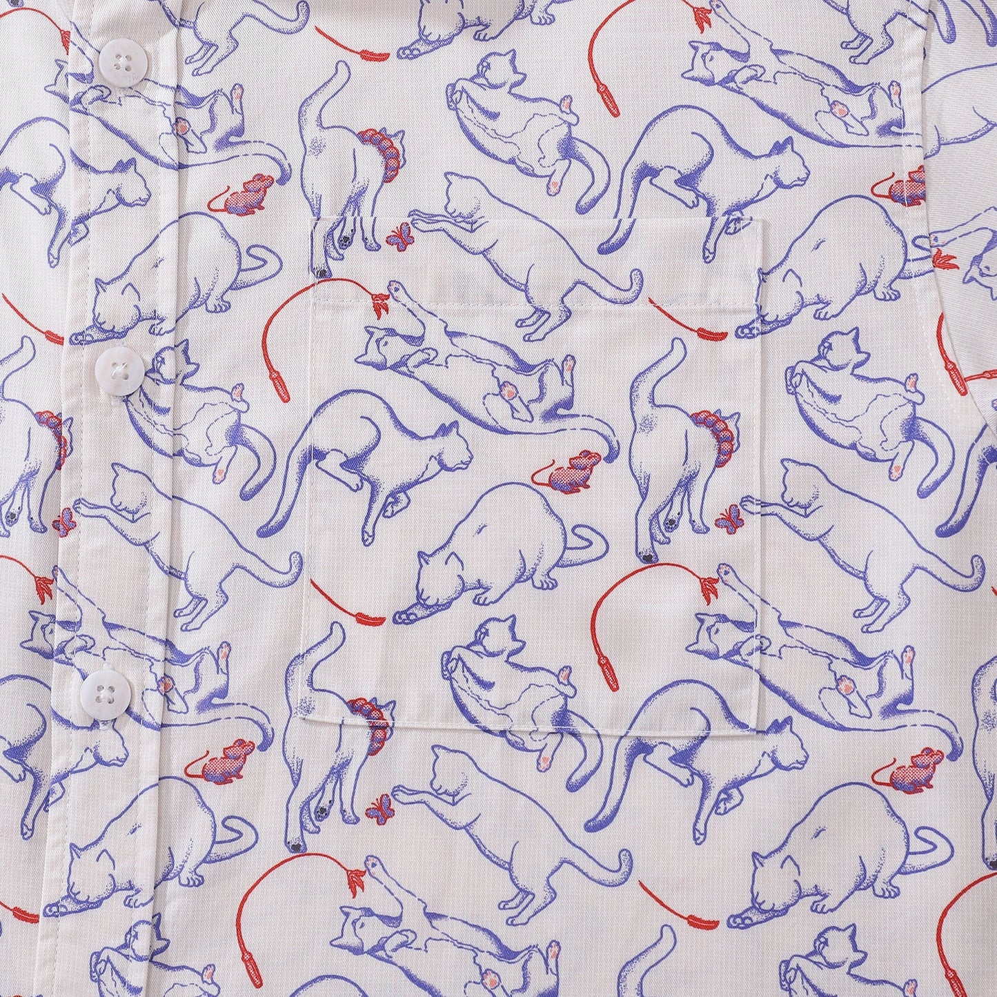 Valentine's Day Men's Hawaiian Shirt Cat Game Print Button-down Short Sleeve Aloha Shirt Tencel™ Cat Game (tencel™)