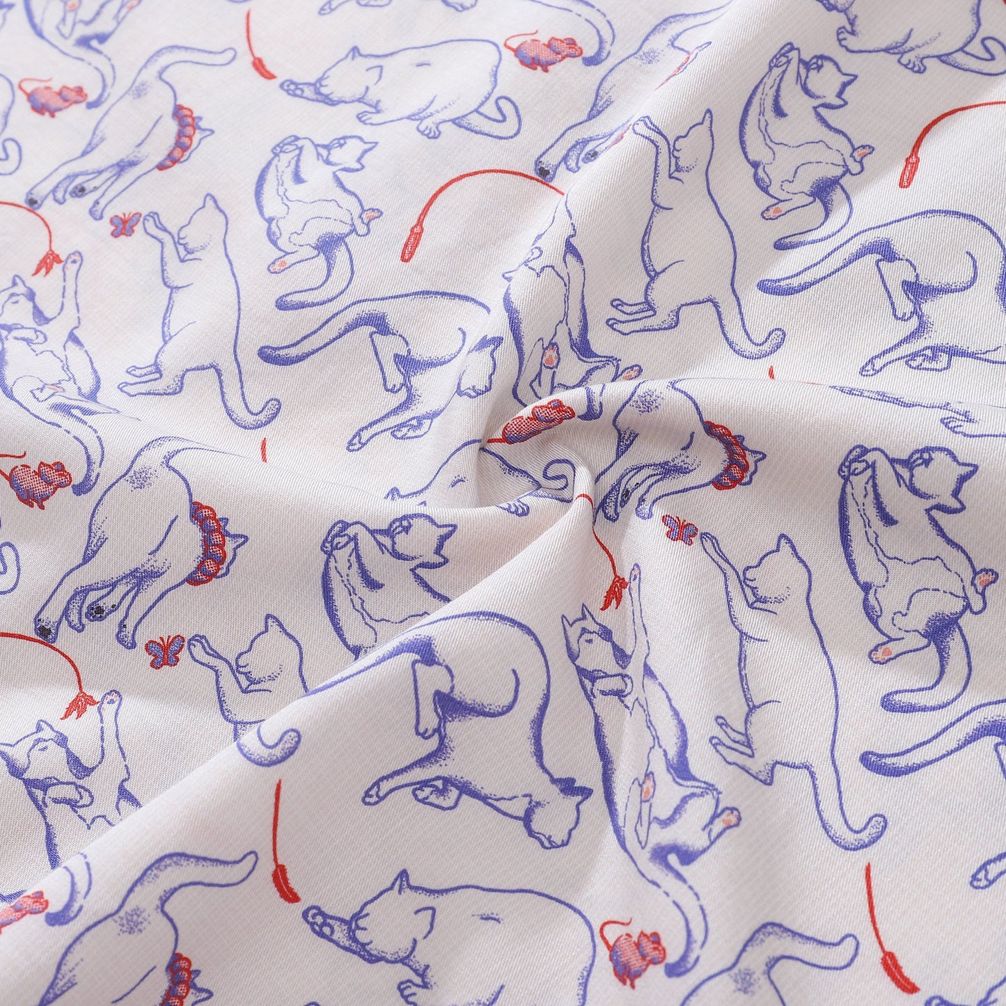 Valentine's Day Men's Hawaiian Shirt Cat Game Print Button-down Short Sleeve Aloha Shirt Tencel™ Cat Game (tencel™)