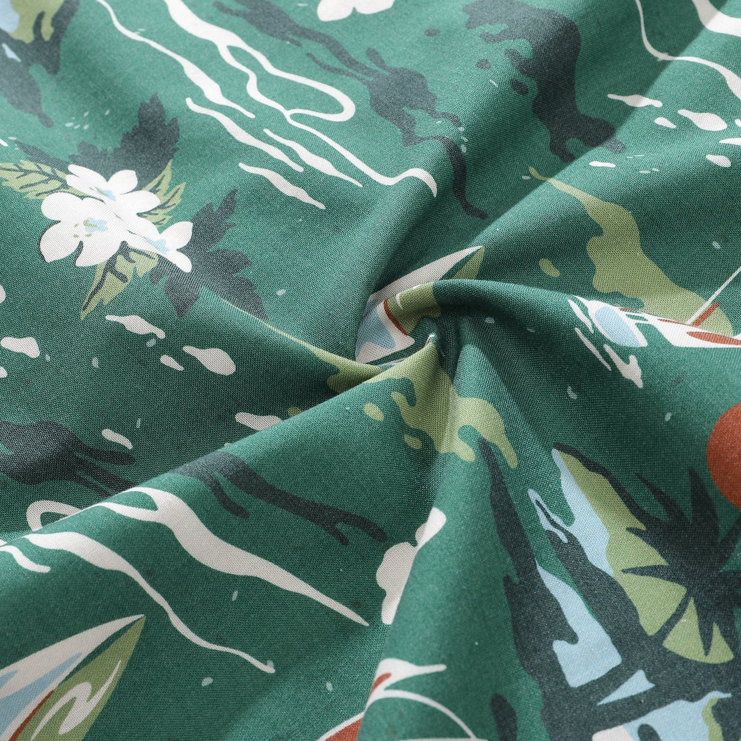 Wrinkle-Free Men's Hawaiian Shirt Summer Sailing Print Button-down Short Sleeve Aloha Shirt