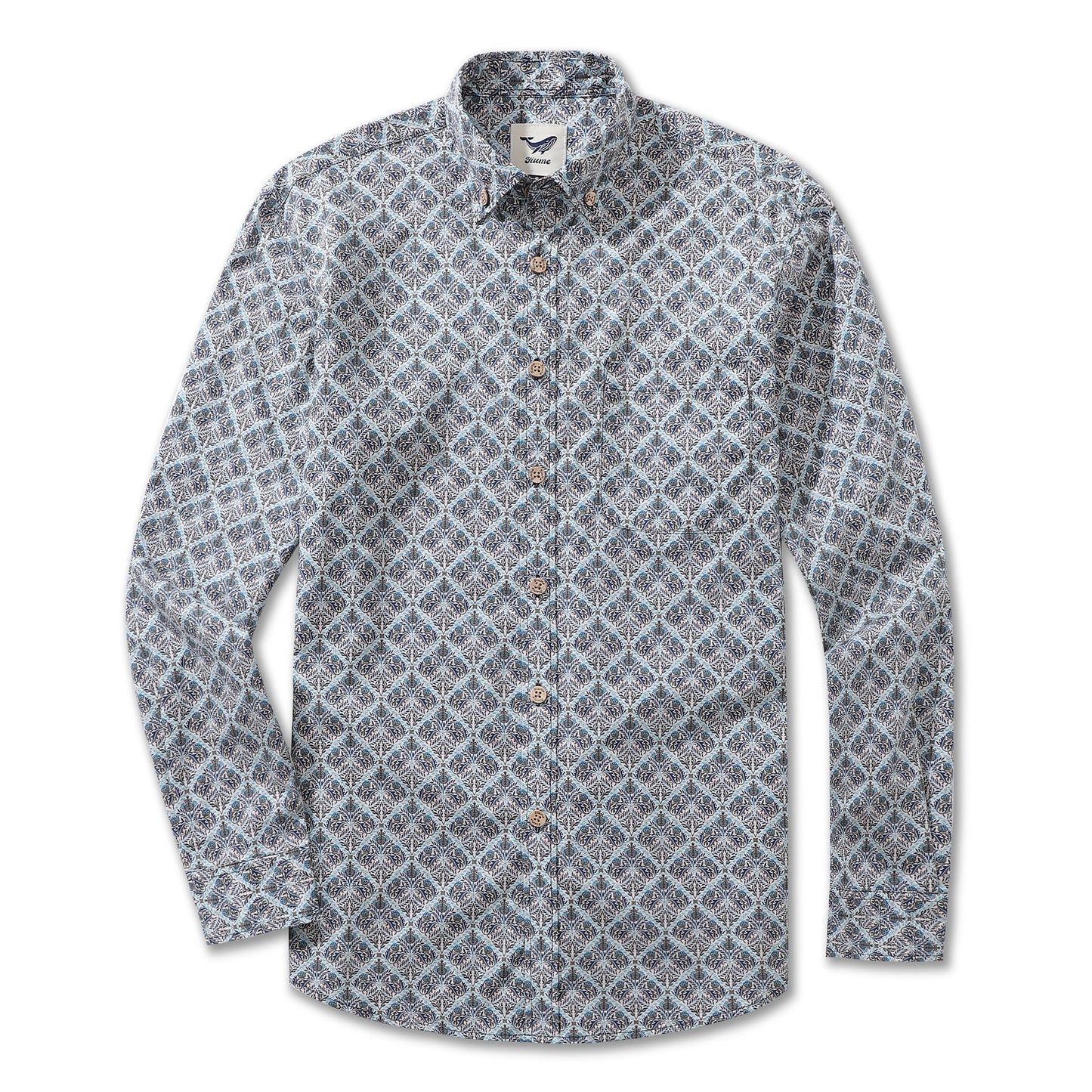 Men's Hawaiian Shirt Blooming Beauty Cotton Button-down Long Sleeve Aloha Shirt