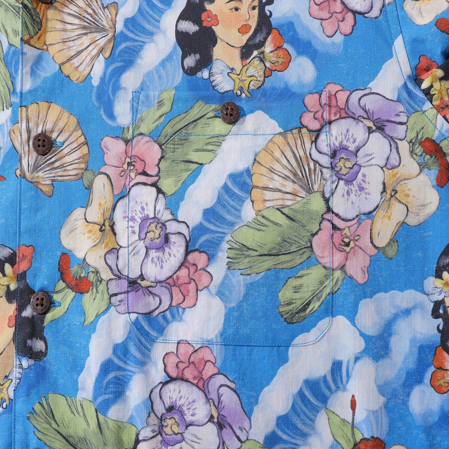 Hawaiian Shirts For Men Tropical Hibiscus Blue 1940s Vintage Hawaiian Cotton Aloha Shirt