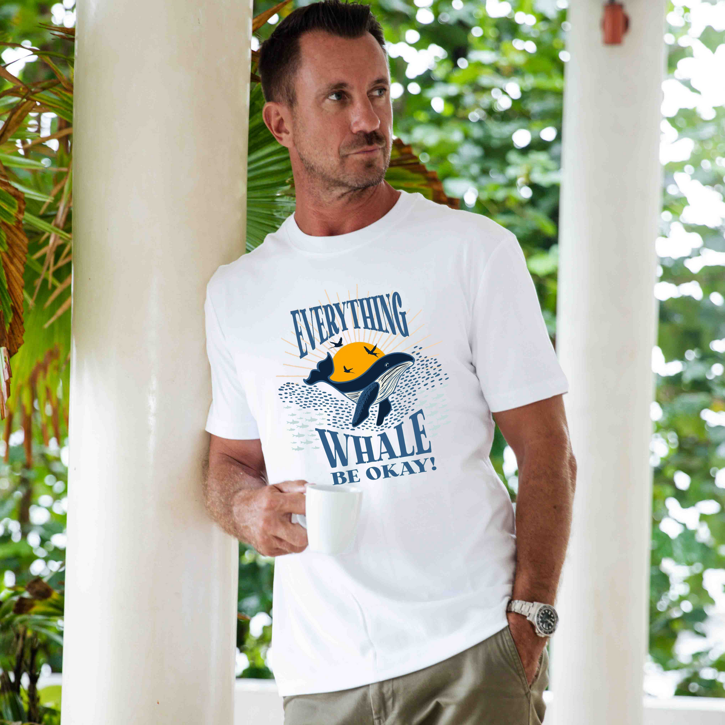 Hawaiian Tee For Men Sunset Whale Chorus Tee Crew Neck 100% Cotton