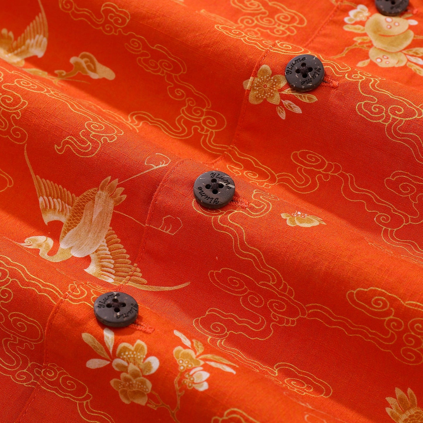 Vintage 1940s Hawaiian Shirt For Men Lucky Prosperity Shirt Camp Collar