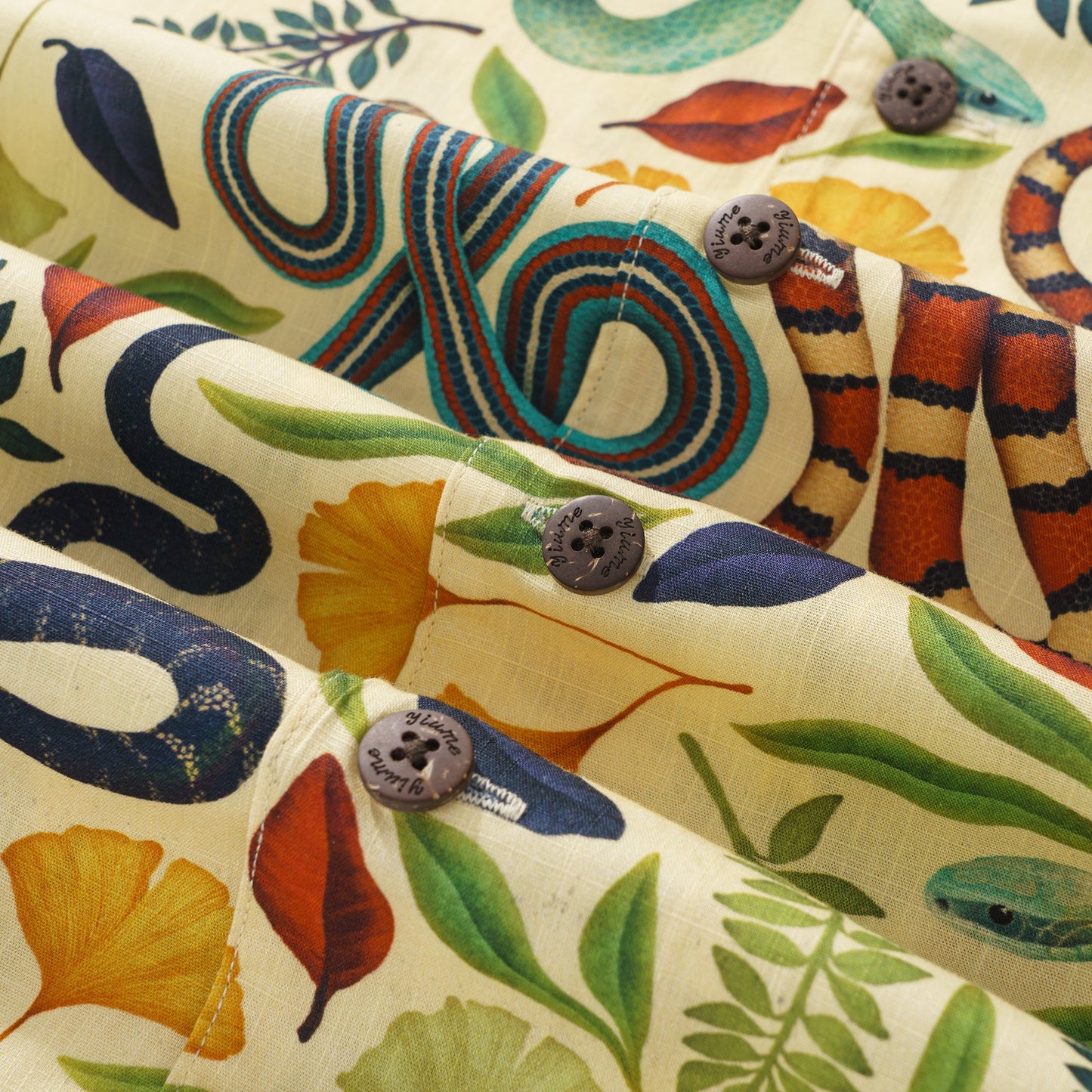 Mens 100% Cotton Hawaiian Shirt Short Sleeve Camp Collar Aloha Shirt Snake Shirt Sublime Snakes By Rosie Dore