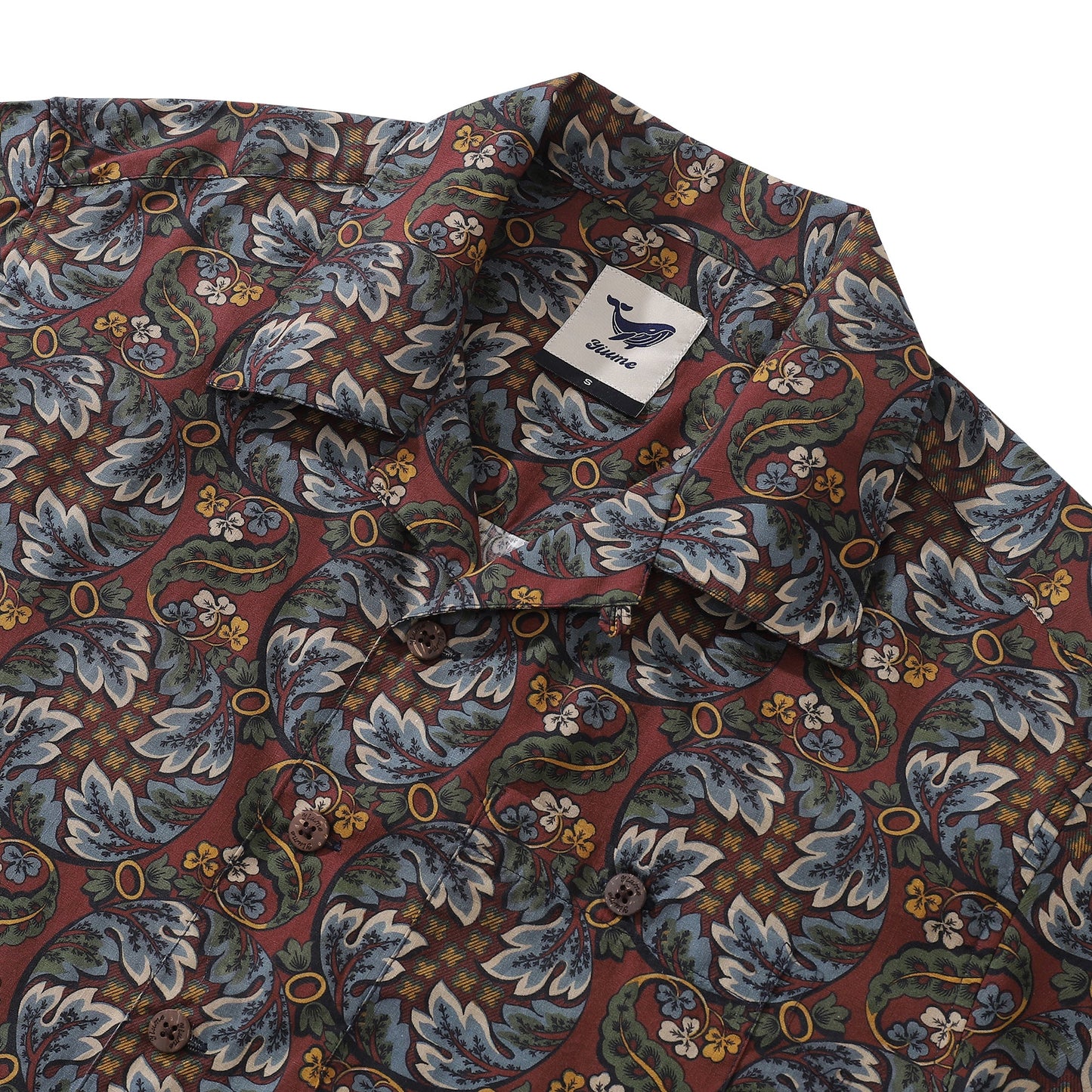 Vintage Hawaiian Shirt For Men Vibrant Cycle Morris Shirt Camp Collar 100% Cotton