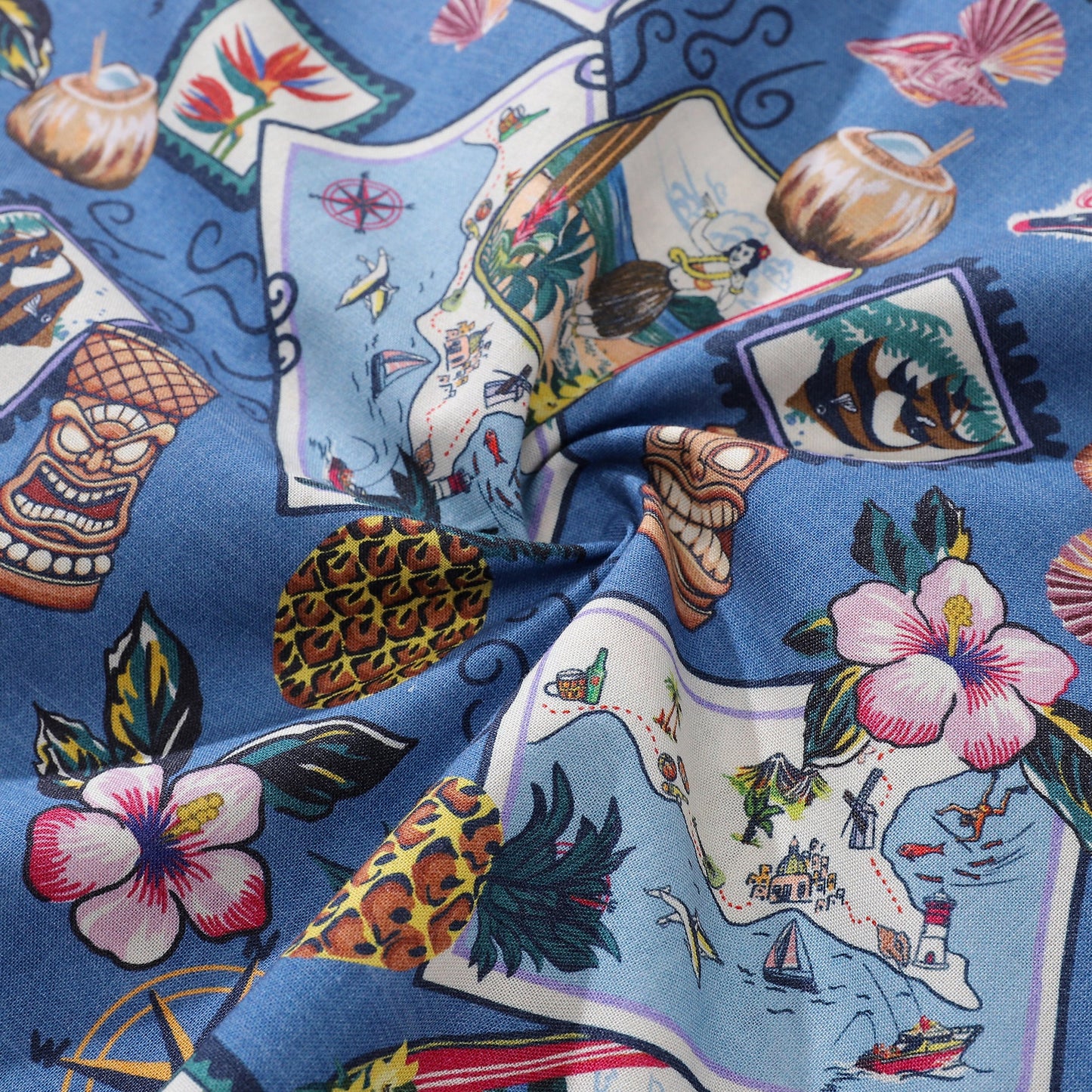 Men's 1970s Vintage Hawaiian Shirt Button-down Short Sleeve Aloha Beach Shirt