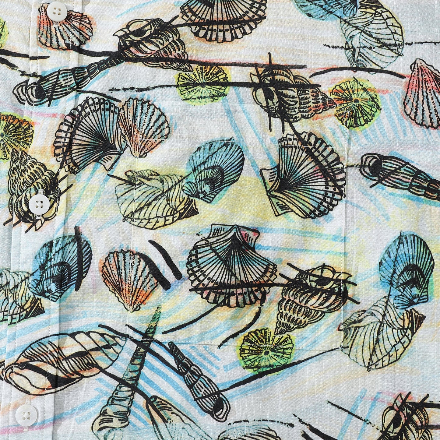Hawaiian Shirts For Men Vintage Cotton Various Shellfish Print Shirt
