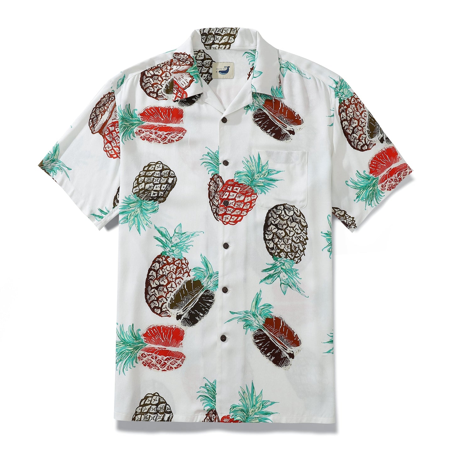 1920s Vintage Pineapple Print 100% Rayon Shirt Wrinkle-Free Easy-Care Men's Hawaiian Shirt