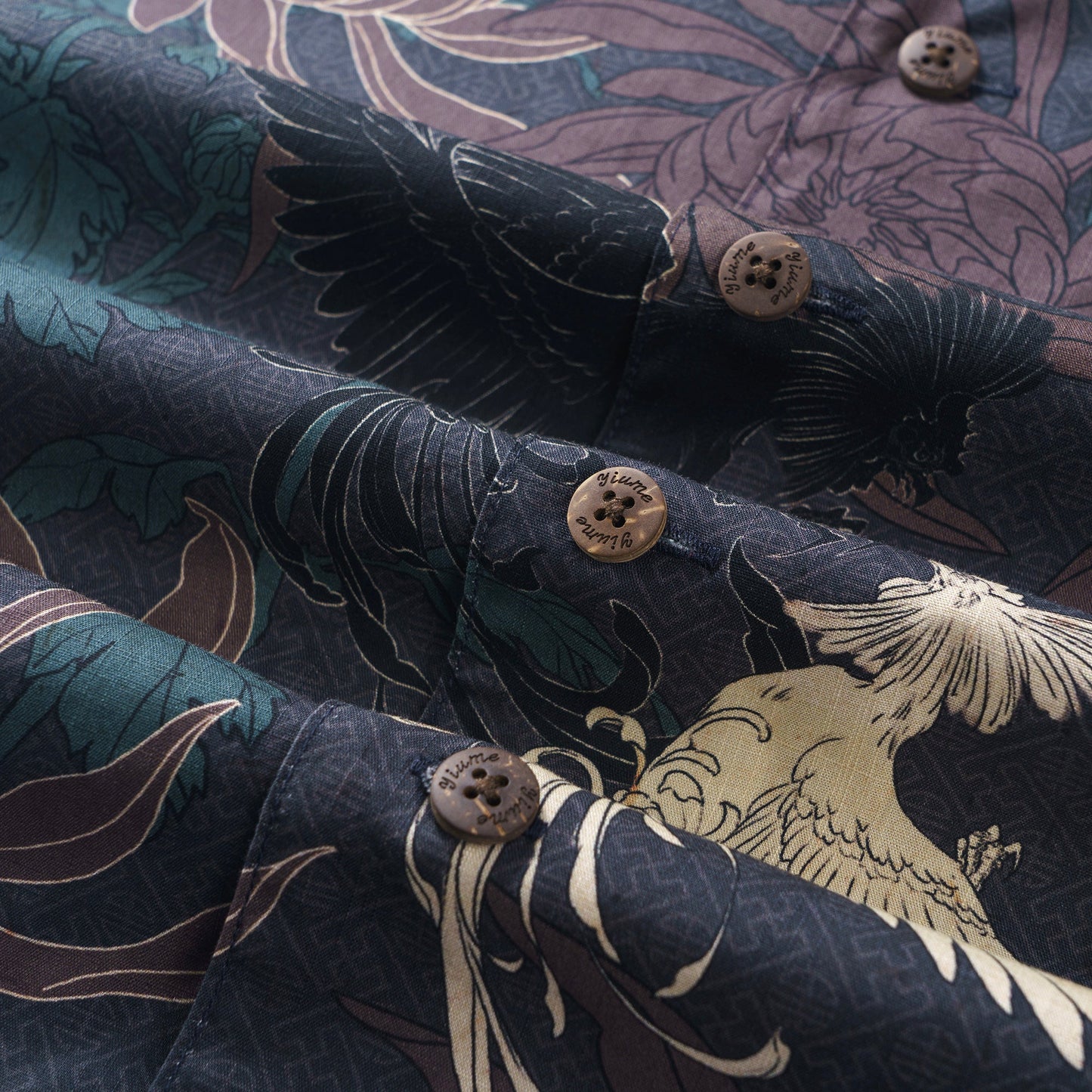 Japanese Hawaiian Shirt 100% Cotton Men's Short Sleeve Camp Collar Shirt Aloha Shirt Imperial Garden Rooster Painting