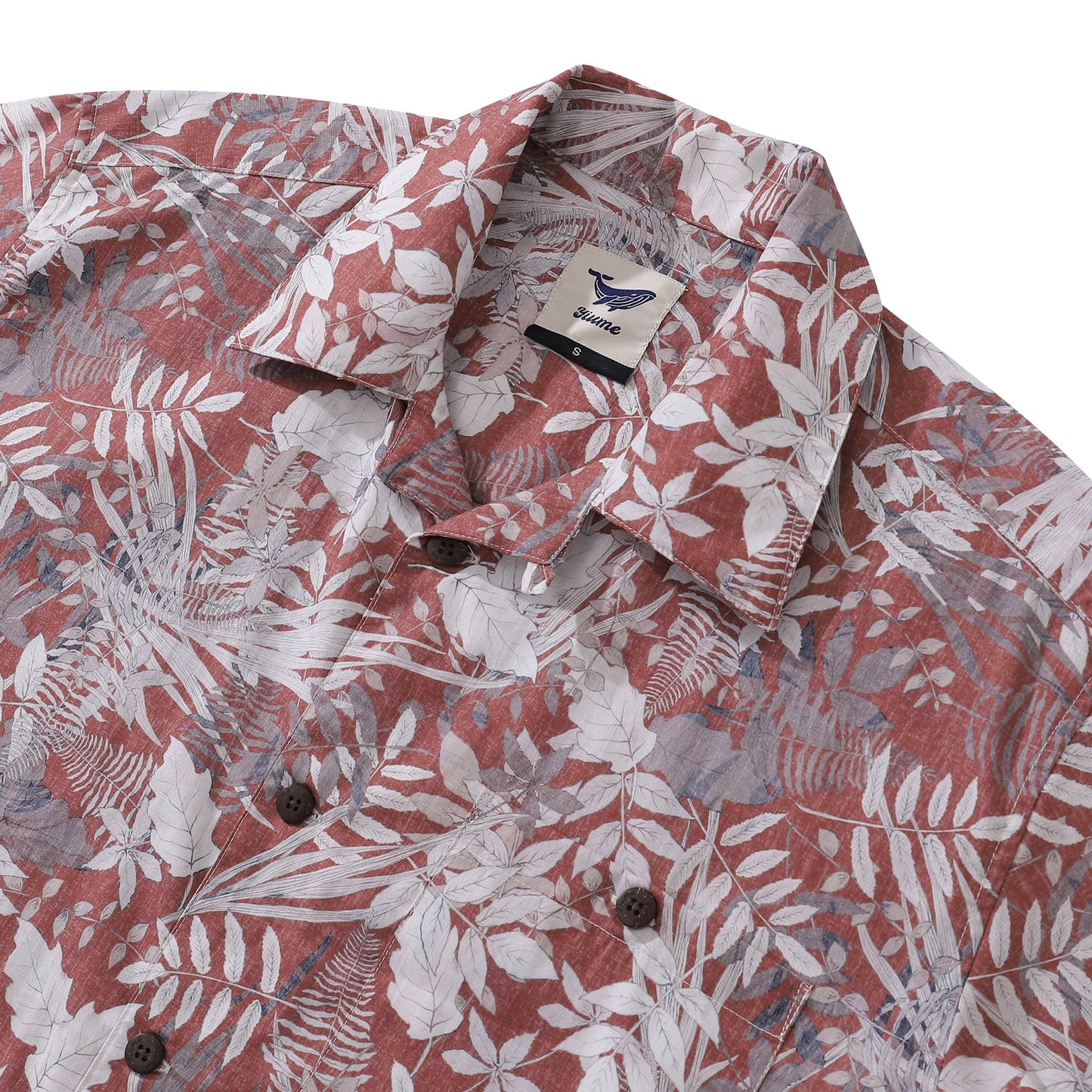 100% Cotton Hawaiian Shirt For Men Crimson Foliage Fantasia Print Shirt Camp Collar