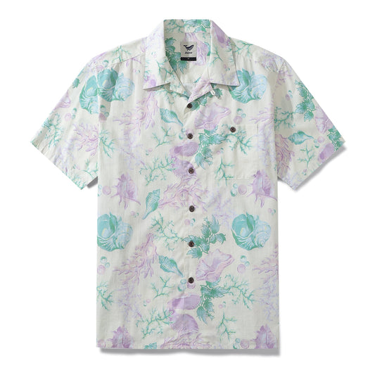 Hawaiian Shirt For Men The Pearl of the Orient Shirt Camp Collar 100% Cotton