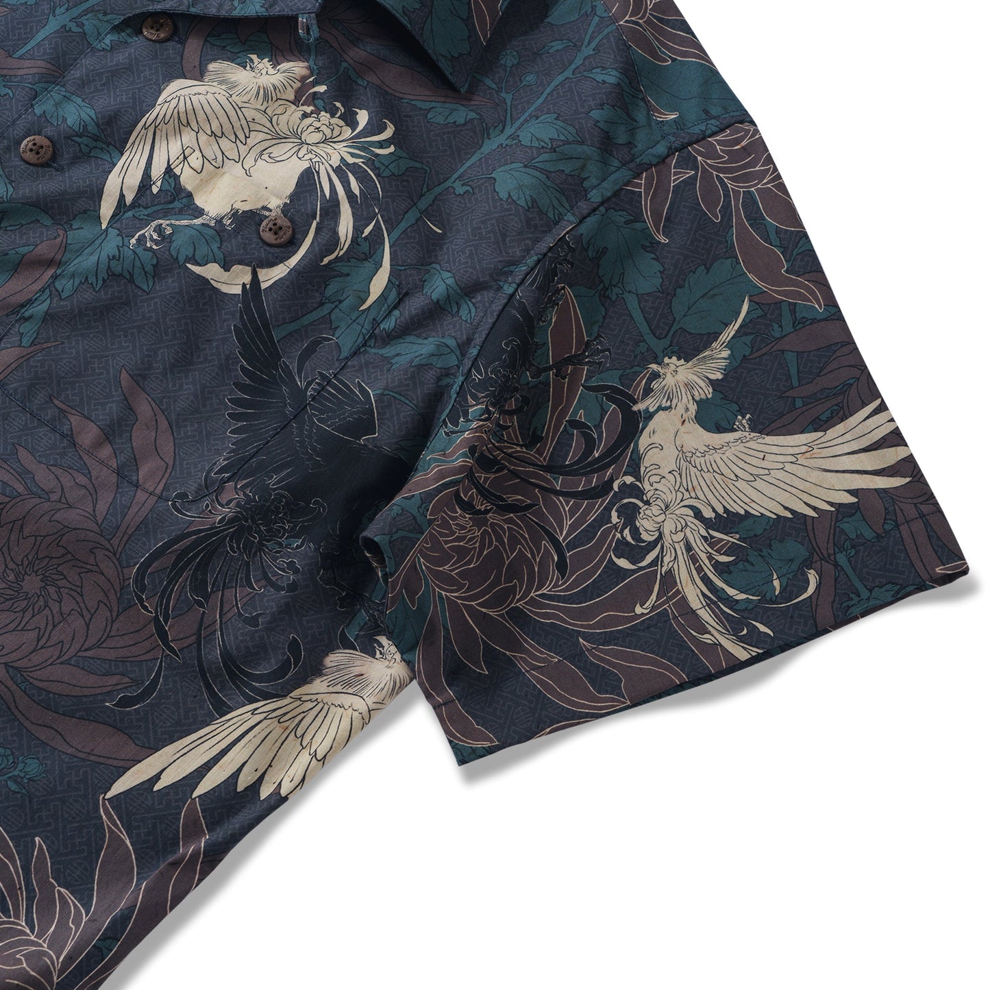 Japanese Hawaiian Shirt 100% Cotton Men's Short Sleeve Camp Collar Shirt Aloha Shirt Imperial Garden Rooster Painting