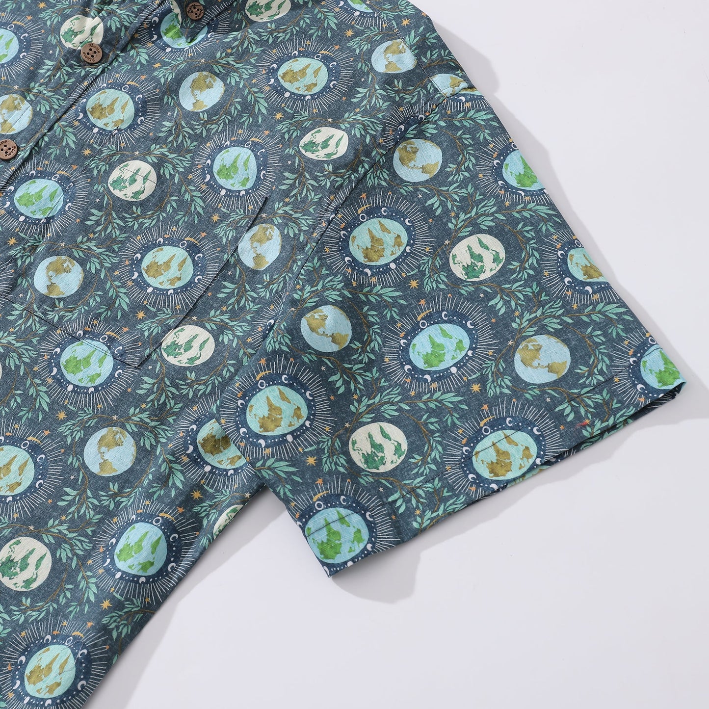 Men's Hawaiian Shirt Planet Earth Day Shirt Cotton Button-down Short Sleeve Aloha Shirt