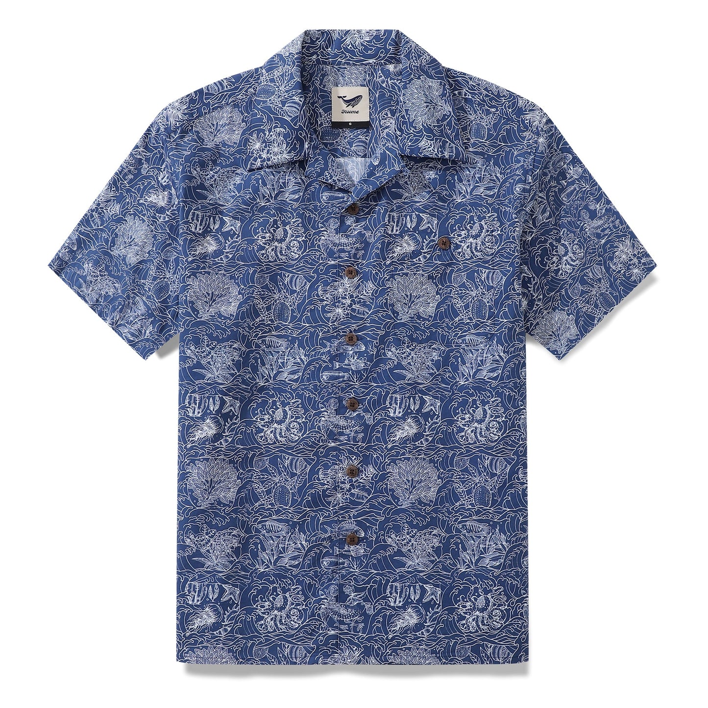 Hawaiian Shirt For Men Anniversary Nine Square Grid Shirt Camp Collar 100% Cotton