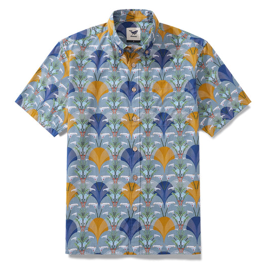 Men's Hawaiian Shirt Deco Arum Lily Delights Print By Lisette Niemand Cotton Button-down Short Sleeve Aloha Shirt