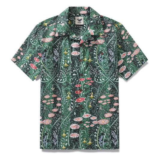 Hawaiian Shirt For Men Meadow scent By Annick Shirt Camp Collar 100% Cotton