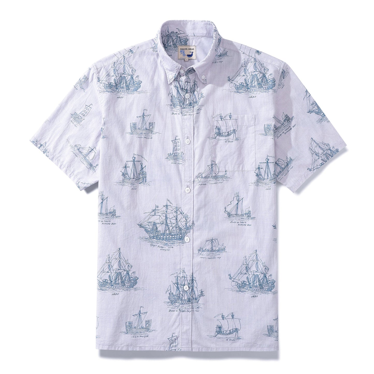 Hawaiian Shirt For Men Ship And Boat Drawing Short Sleeve Designer Shirt