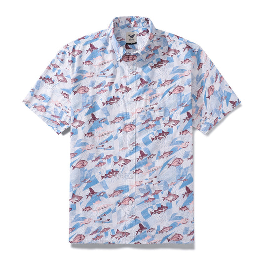 Hawaiian Shirts for Men Coral and Fish Print 100% Cotton