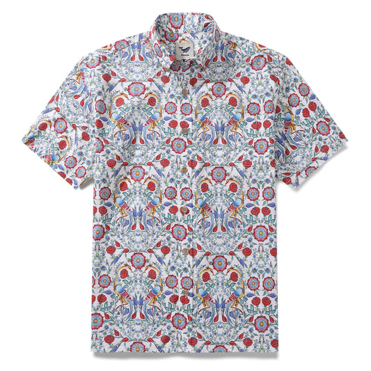 Men's Hawaiian Shirt Turkish Design Art Studio Cotton Button-down Short Sleeve Aloha Shirt