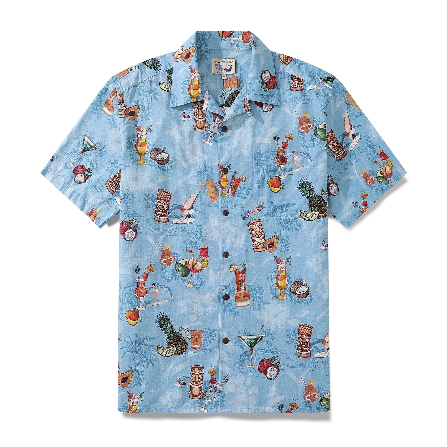 Hawaiian Shirts For Men Tiki Art Cocktail Party Tropical-Themed Print Shirt