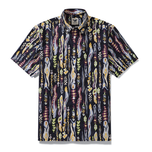 Men's Hawaiian Shirt Valley of the Worms Print Cotton Button-down Short Sleeve Aloha Shirt