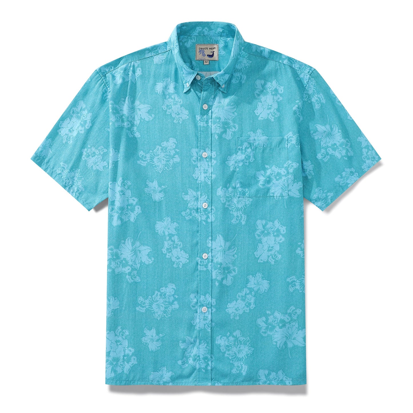 Hawaiian Shirts For Men Blue Lily Print Shirt Short Sleeve