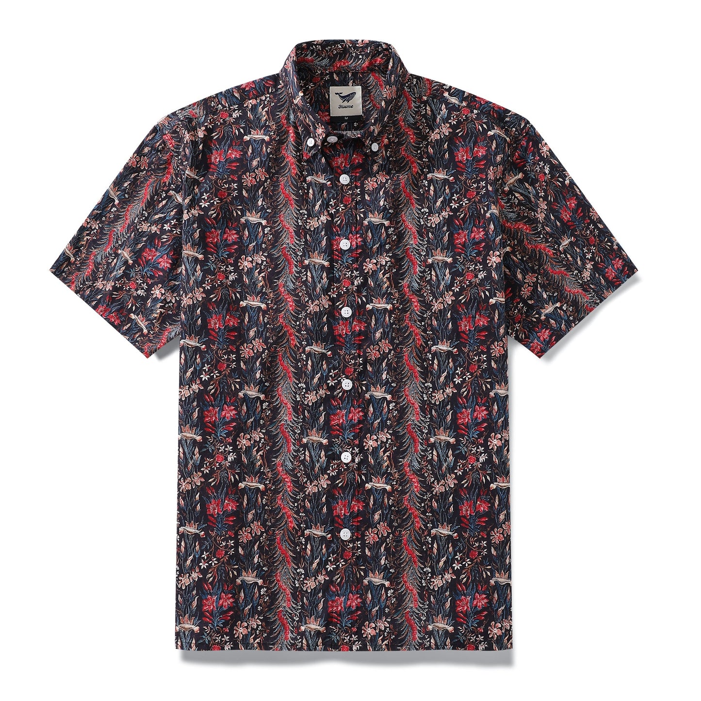 Men's Hawaiian Shirt The Genus Iris Print Cotton Button-down Short Sleeve Aloha Shirt