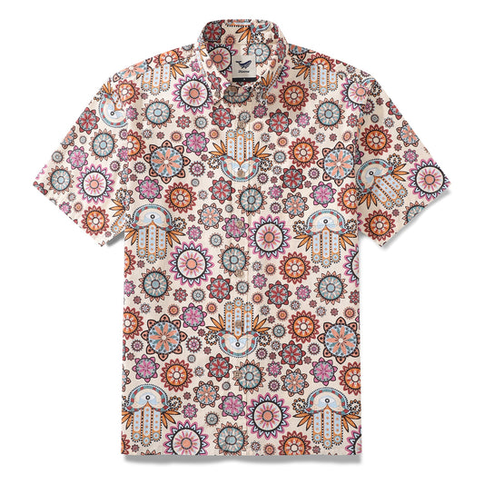 Men's Hawaiian Shirt Meditate and Lighten your heart By Chiara De David Cotton Button-down Short Sleeve Aloha Shirt