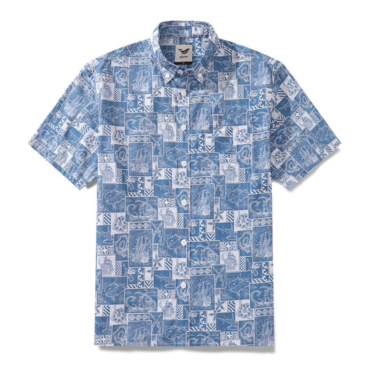 Men's Hawaiian Shirt Pirate Adventure Print Cotton Button-down Short Sleeve Aloha Shirt