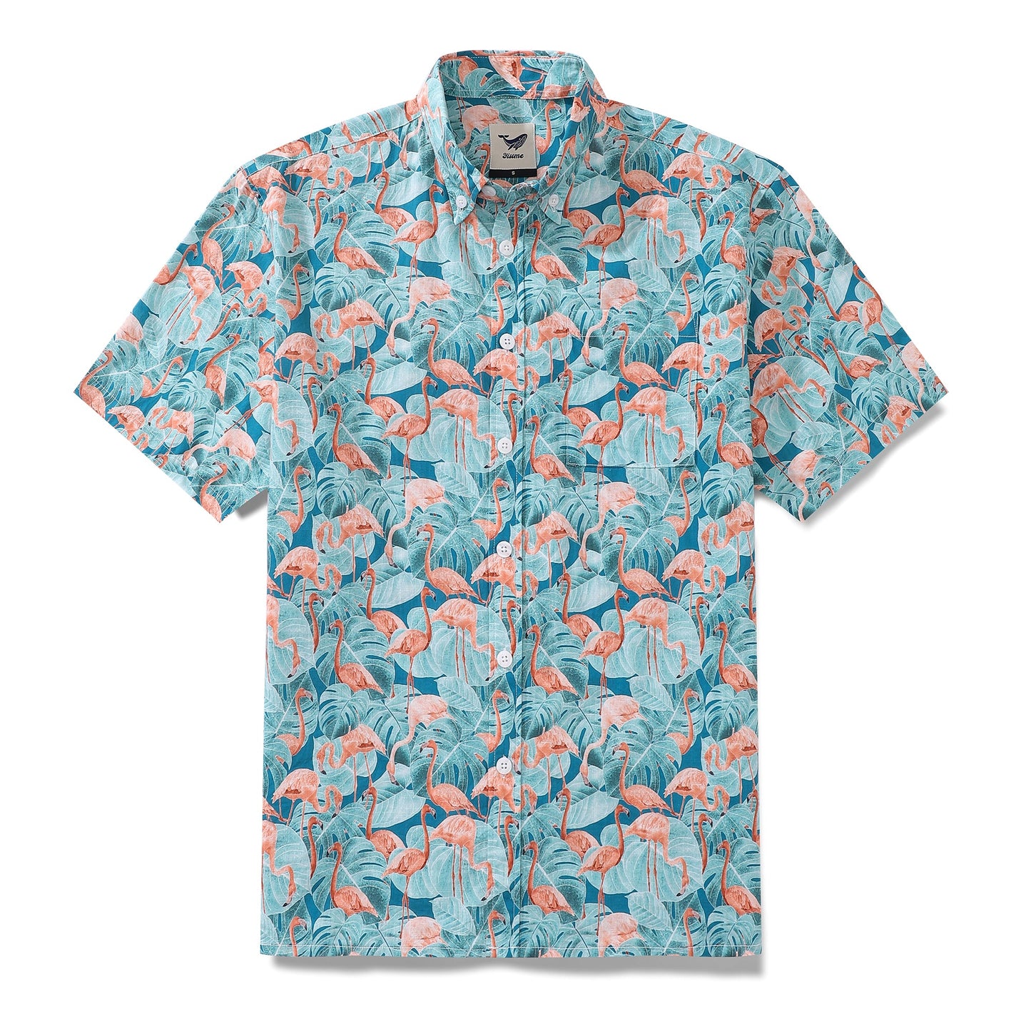 Men's Hawaiian Shirt Flamingos By Stacy Hsu Print Cotton Button-down Short Sleeve Aloha Shirt