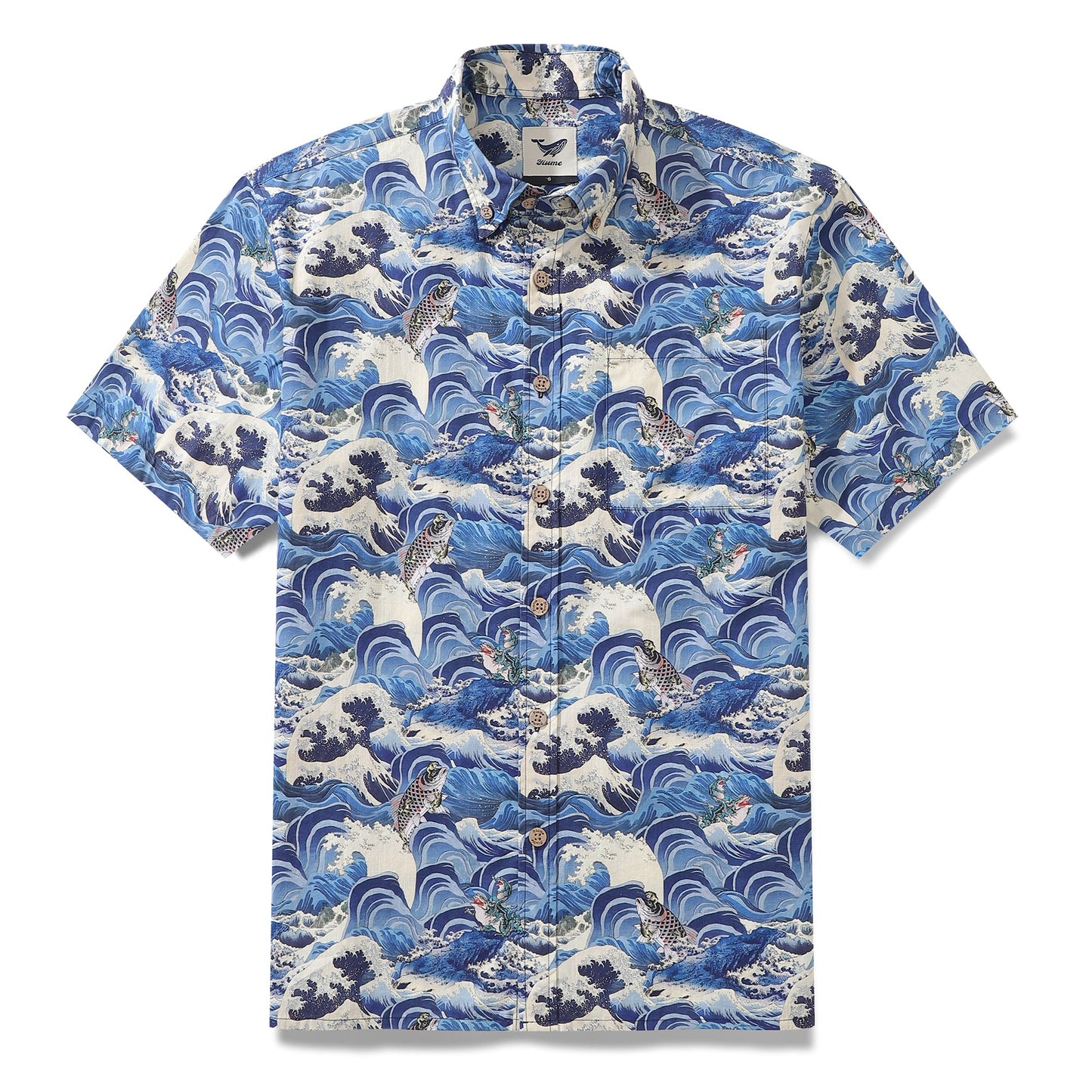 Men's Hawaiian Shirt Lucky Embrace Print Cotton Button-down Short Sleeve Aloha Shirt