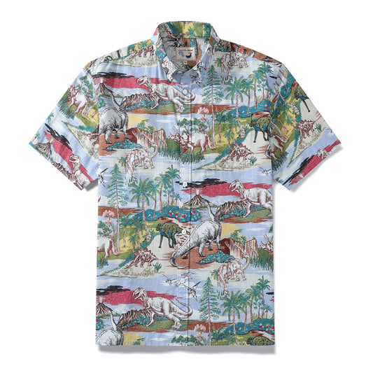 Hawaiian Shirts For Men Vintage Cretaceous Dinosaur Print Shirt