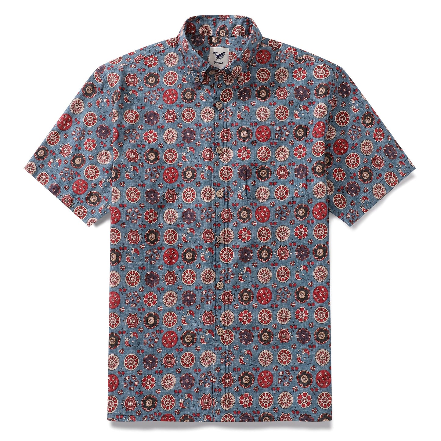 Men's Hawaiian Shirt Rose Waltz Print Cotton Button-down Short Sleeve Aloha Shirt