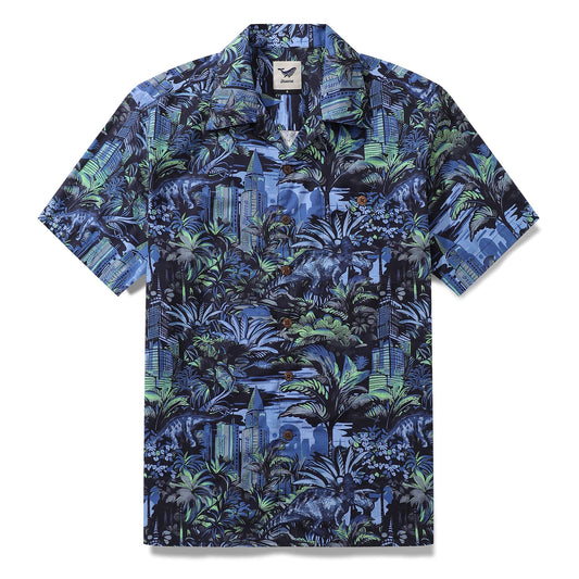 Hawaiian Shirt For Men Tropical Mirage Print Shirt Camp Collar 100% Cotton