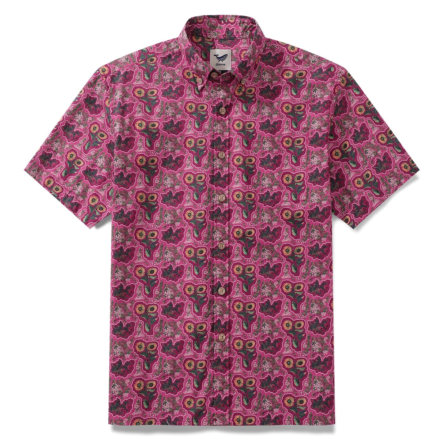 Valentine's Day Men's Hawaiian Shirt Language of Love's Flowers Print Cotton Button-down Short Sleeve Aloha Shirt