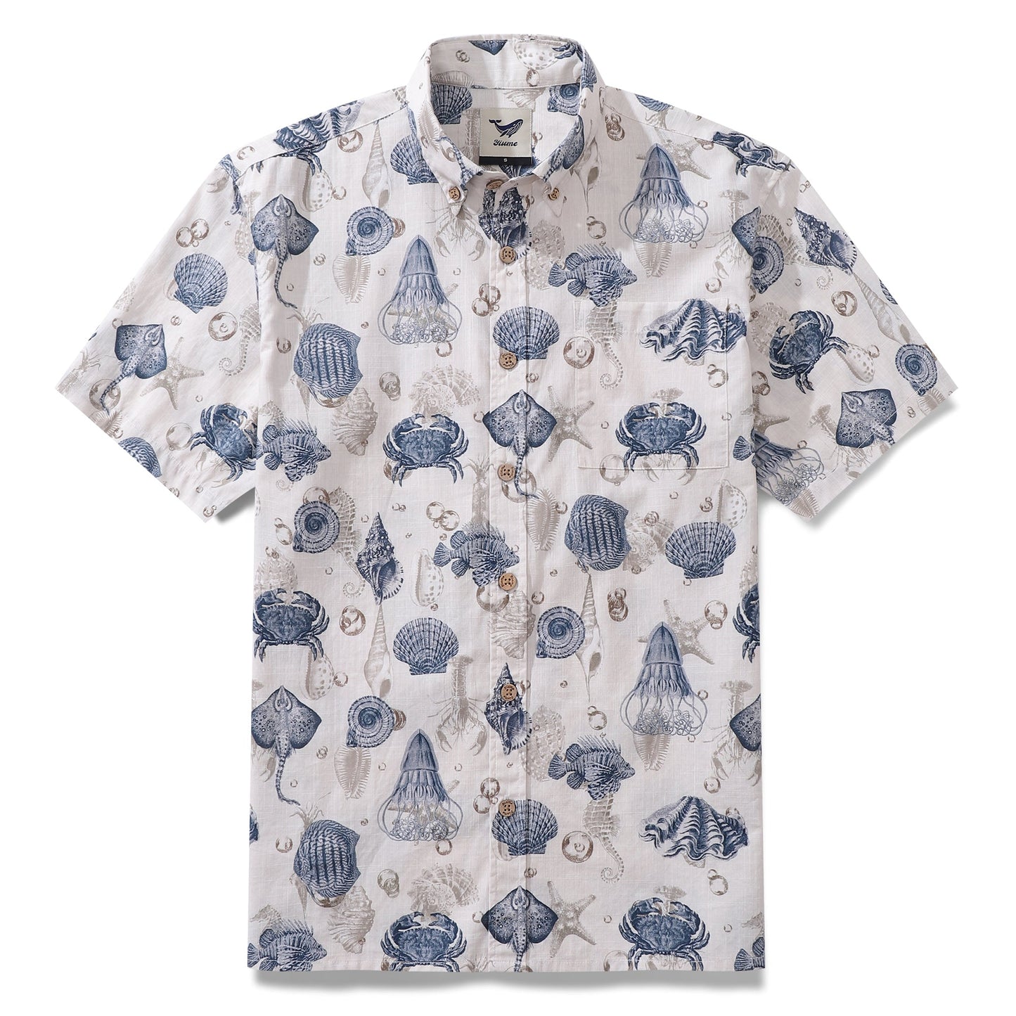 Men's Ocean Coast Hawaiian Shirt Short Sleeve Cotton Button-down Resort Wear Aloha Shirt