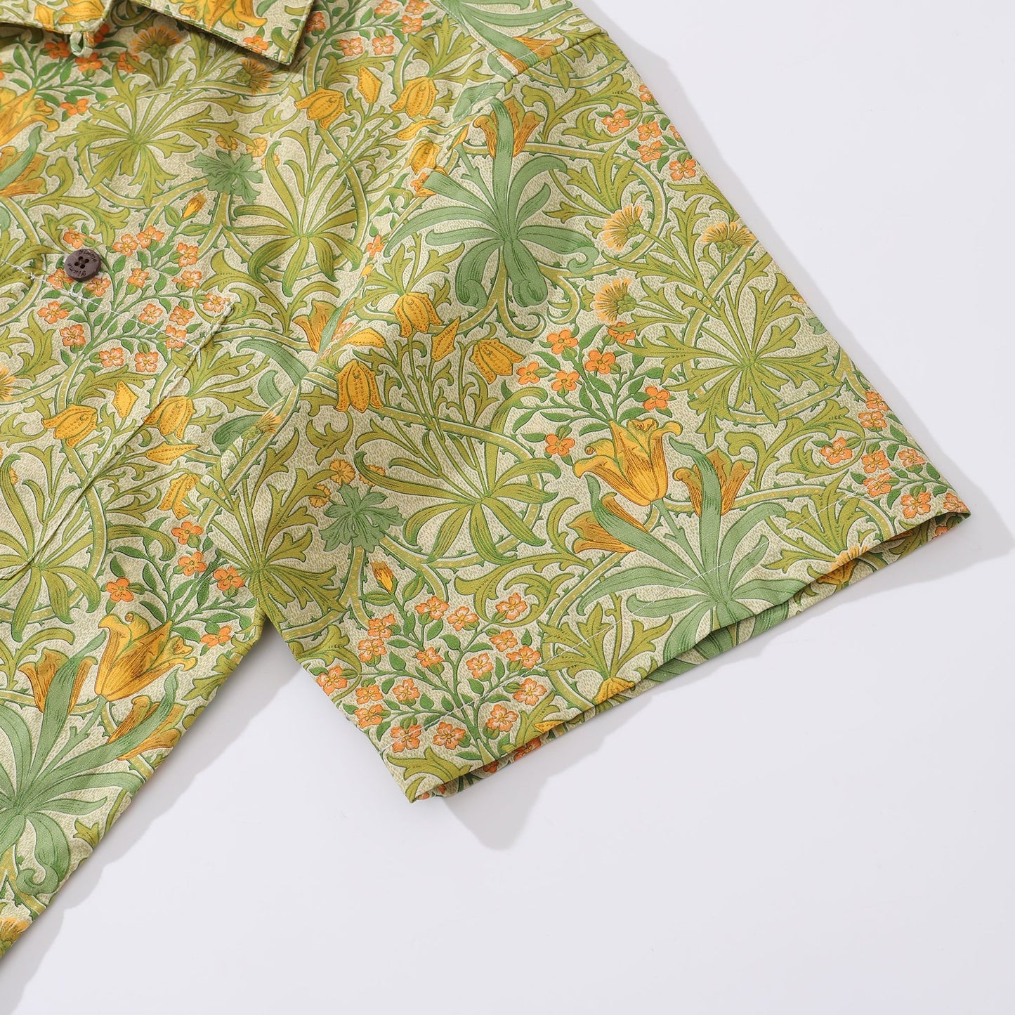 Hawaiian Shirt For Men Summer Yellow Tones Shirt Camp Collar 100% Cotton