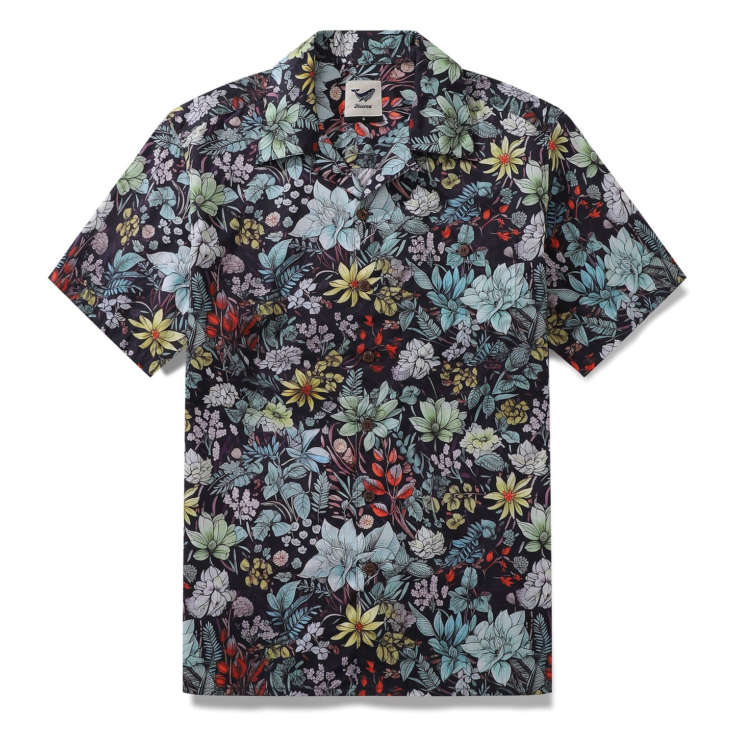 Floral Hawaiian Shirt For Men Flowering Shrubs Shirt Camp Collar 100% Cotton