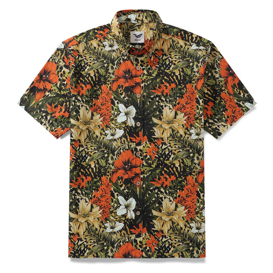 Hawaiian Shirt For Men Tropical Rhythm Button-down Short Sleeve 100% Cotton Shirt